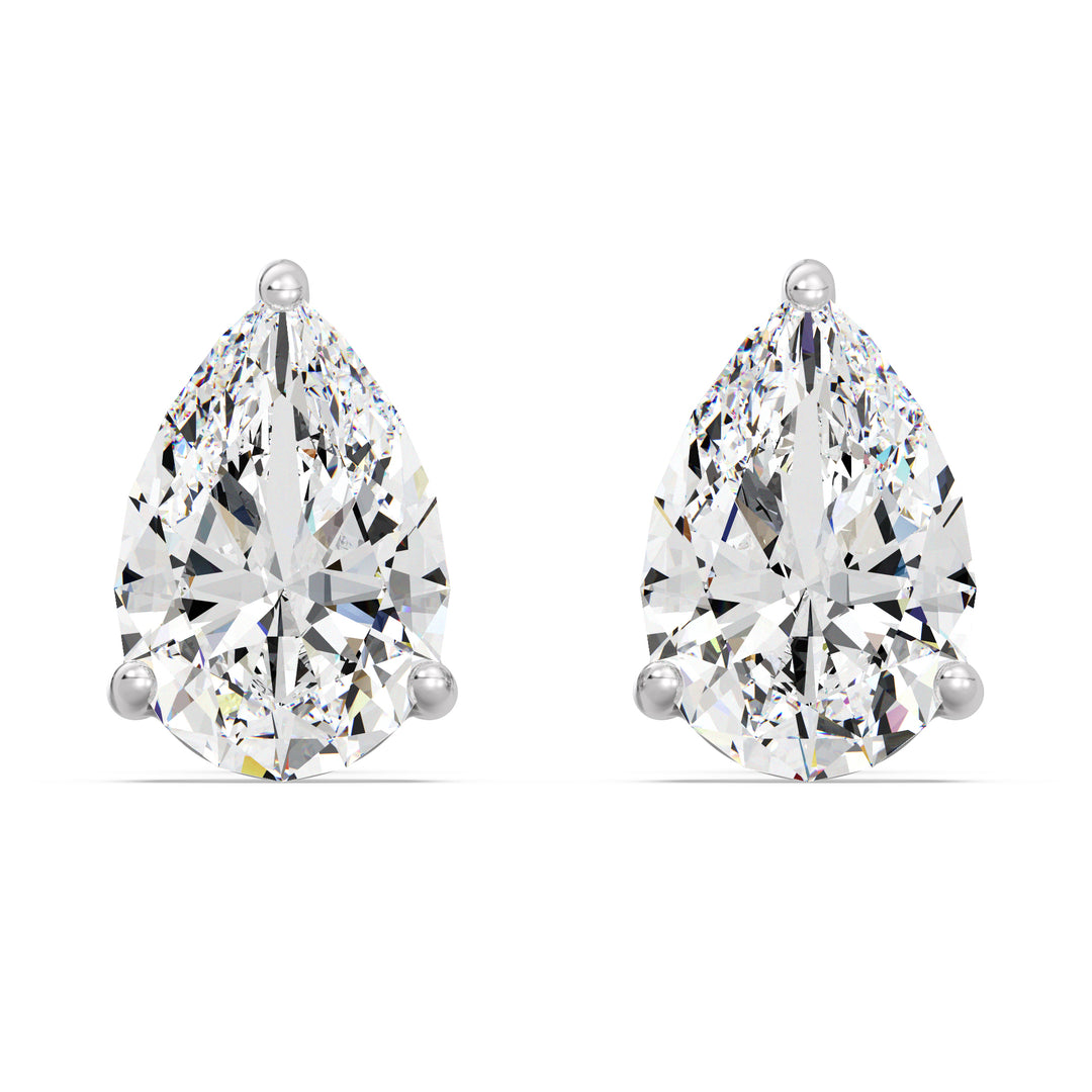 Sophisticated Pear-Shaped Lab-Grown Diamond Stud Earrings in 18K White Gold - IGI Certified, Available in Various Carat Sizes