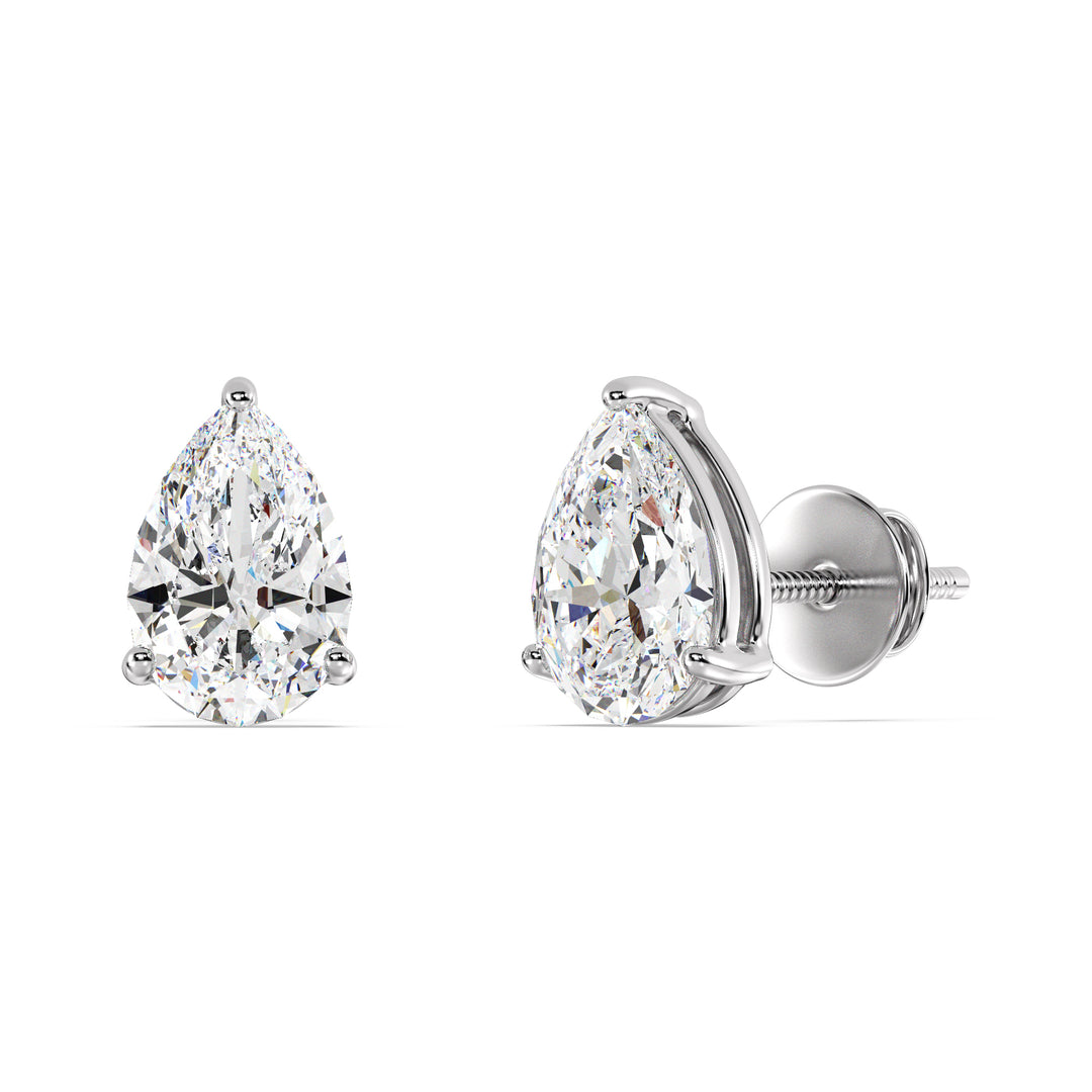 Sophisticated Pear-Shaped Lab-Grown Diamond Stud Earrings in 18K White Gold - IGI Certified, Available in Various Carat Sizes