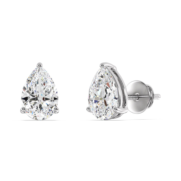 Sophisticated Pear-Shaped Lab-Grown Diamond Stud Earrings in 18K White Gold - IGI Certified, Available in Various Carat Sizes