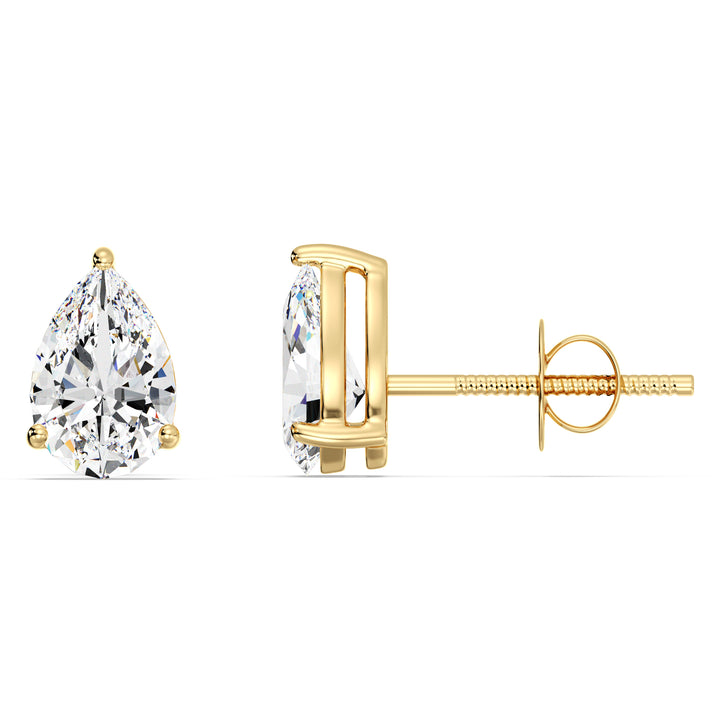 Timeless Pear-Shaped Lab-Grown Diamond Stud Earrings in 18K Yellow Gold - IGI Certified, Available in Multiple Carat Weights