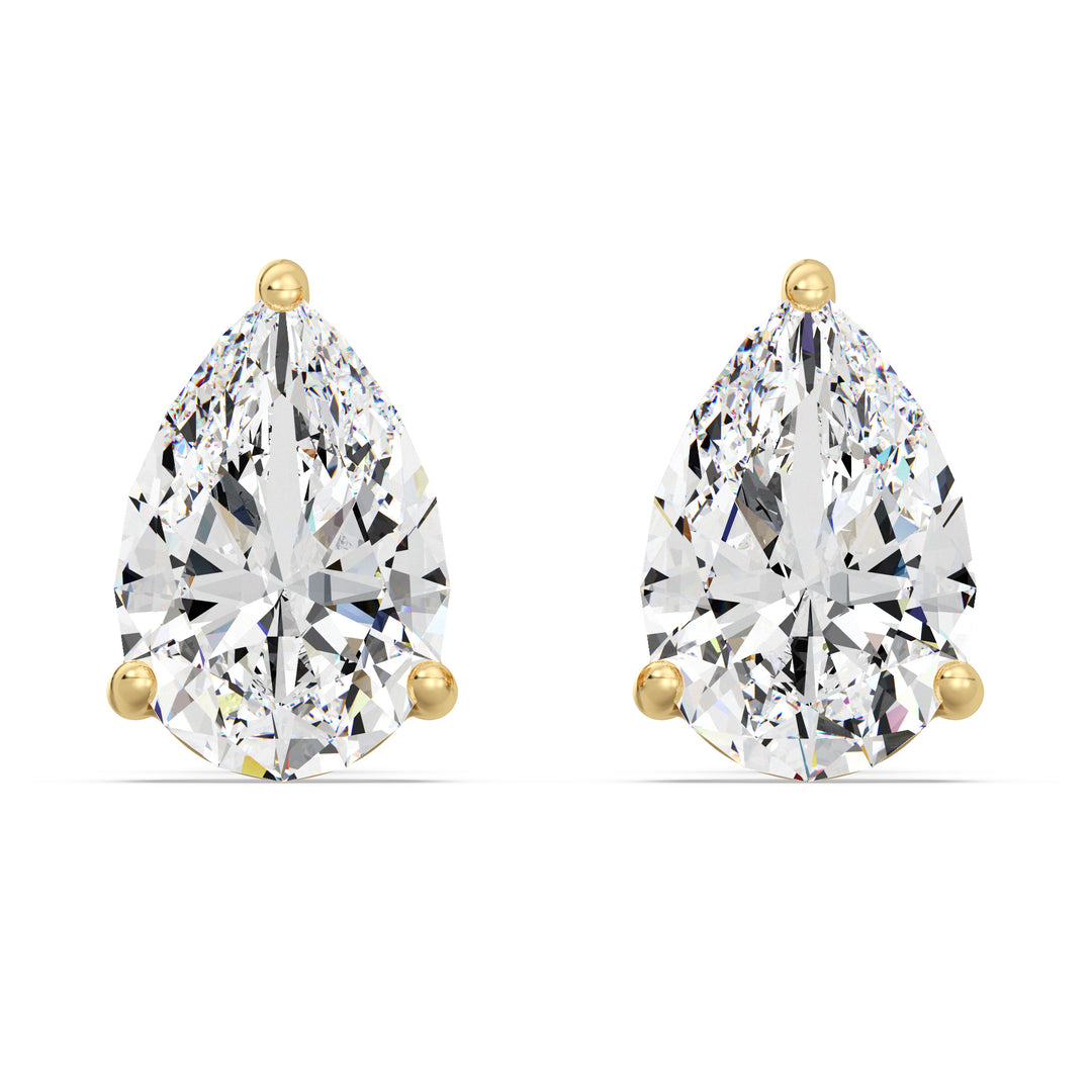 Timeless Pear-Shaped Lab-Grown Diamond Stud Earrings in 18K Yellow Gold - IGI Certified, Available in Multiple Carat Weights