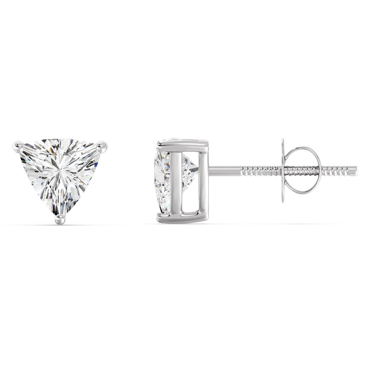 Trillion-Cut Lab-Grown Diamond Stud Earrings in 18K White Gold, highlighting sparkling ethical diamonds with a minimalistic stud design