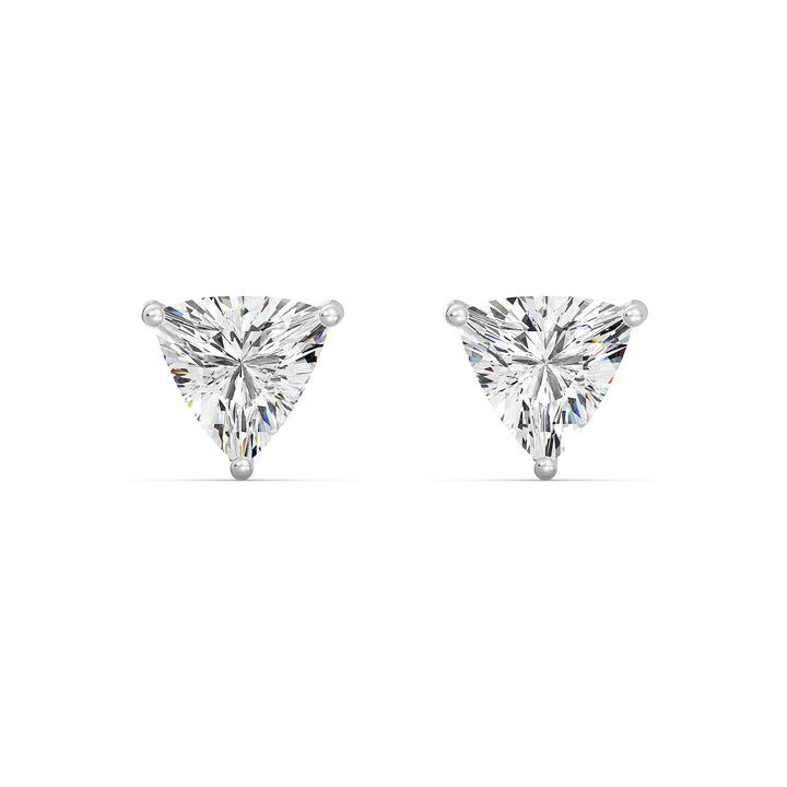 Trillion-Cut Lab-Grown Diamond Stud Earrings in 18K White Gold, highlighting sparkling ethical diamonds with a minimalistic stud design