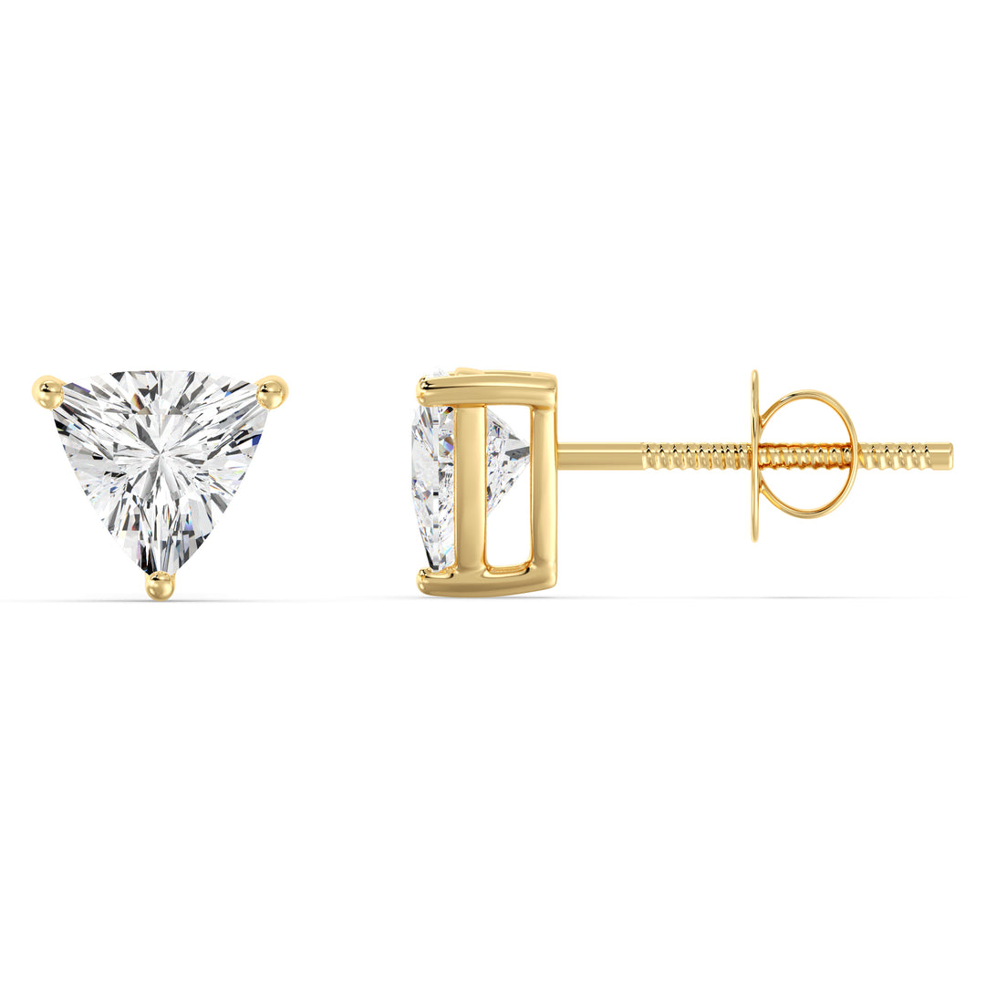 Trillion-Cut Lab-Grown Diamond Stud Earrings in 18K Yellow Gold, featuring dazzling ethical diamonds with a secure stud design