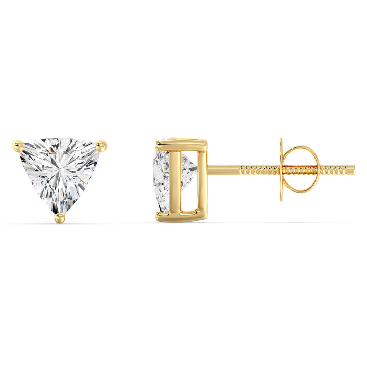 Trillion-Cut Lab-Grown Diamond Stud Earrings in 18K Yellow Gold, featuring dazzling ethical diamonds with a secure stud design