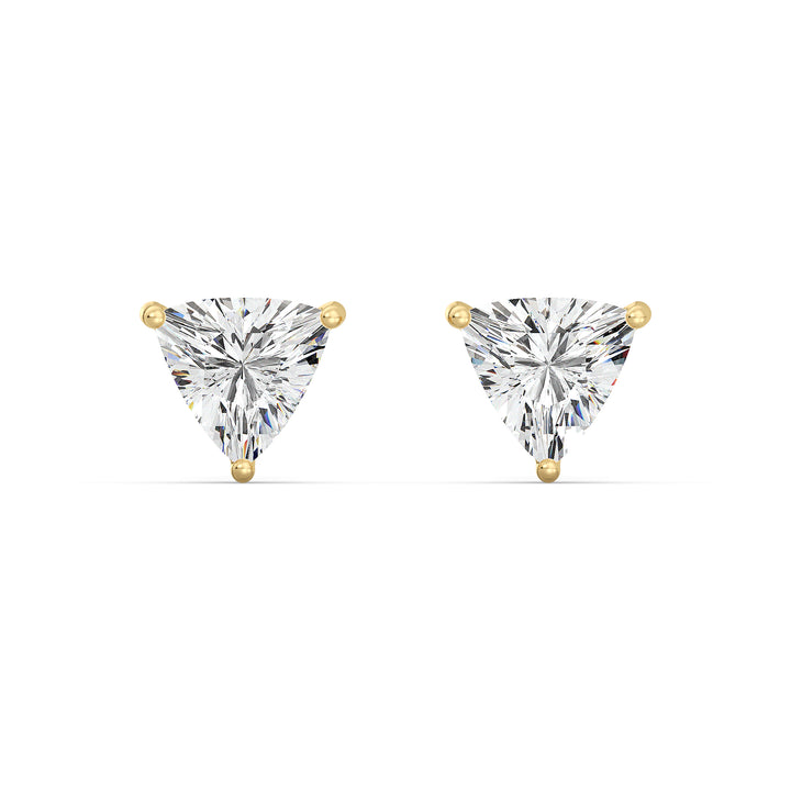 Trillion-Cut Lab-Grown Diamond Stud Earrings in 18K Yellow Gold, featuring dazzling ethical diamonds with a secure stud design