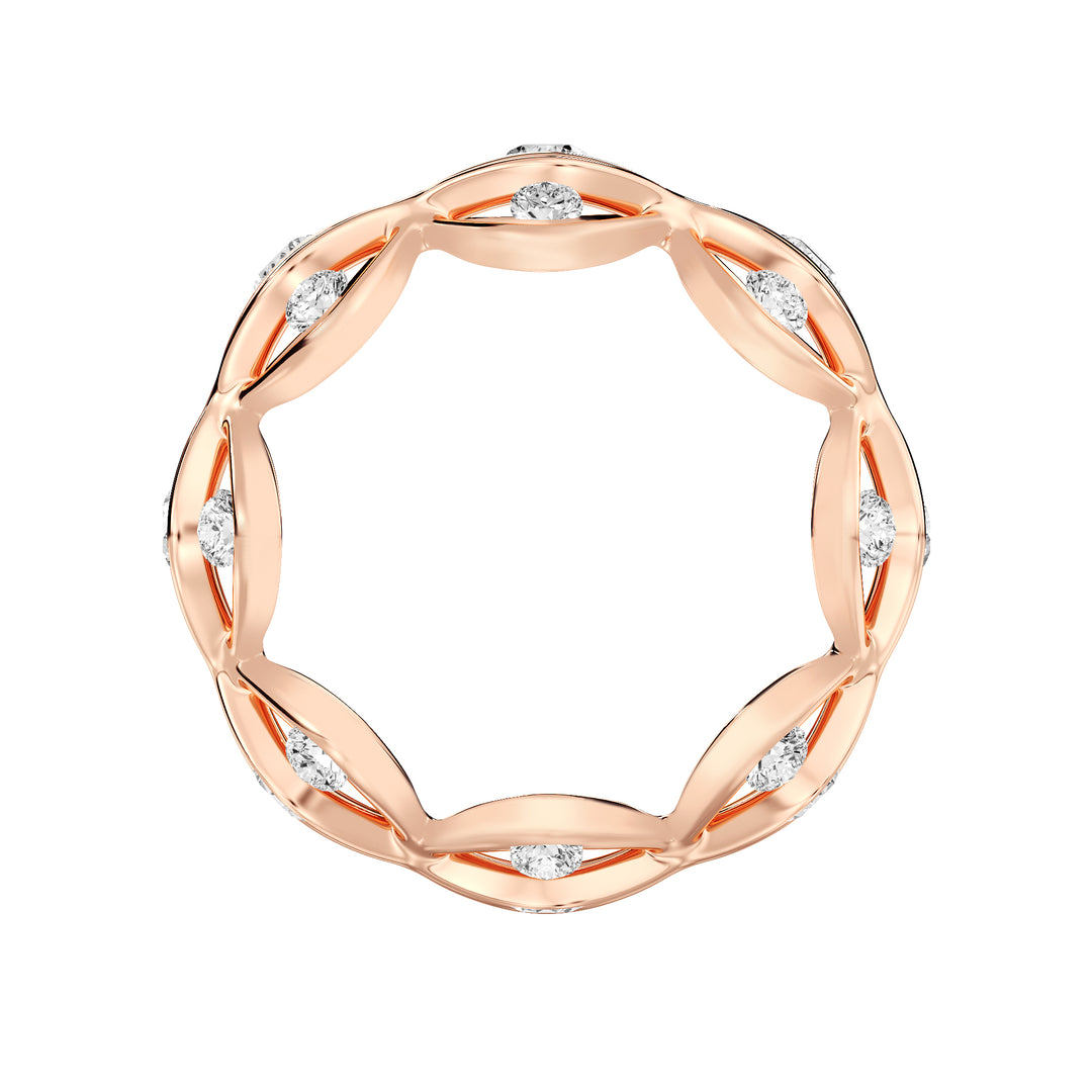 Lab-Grown Diamond Eternity Wedding Band in 18K Rose Gold, showcasing 24 sparkling round-cut diamonds totaling 1.60 carats, with a romantic and modern touch