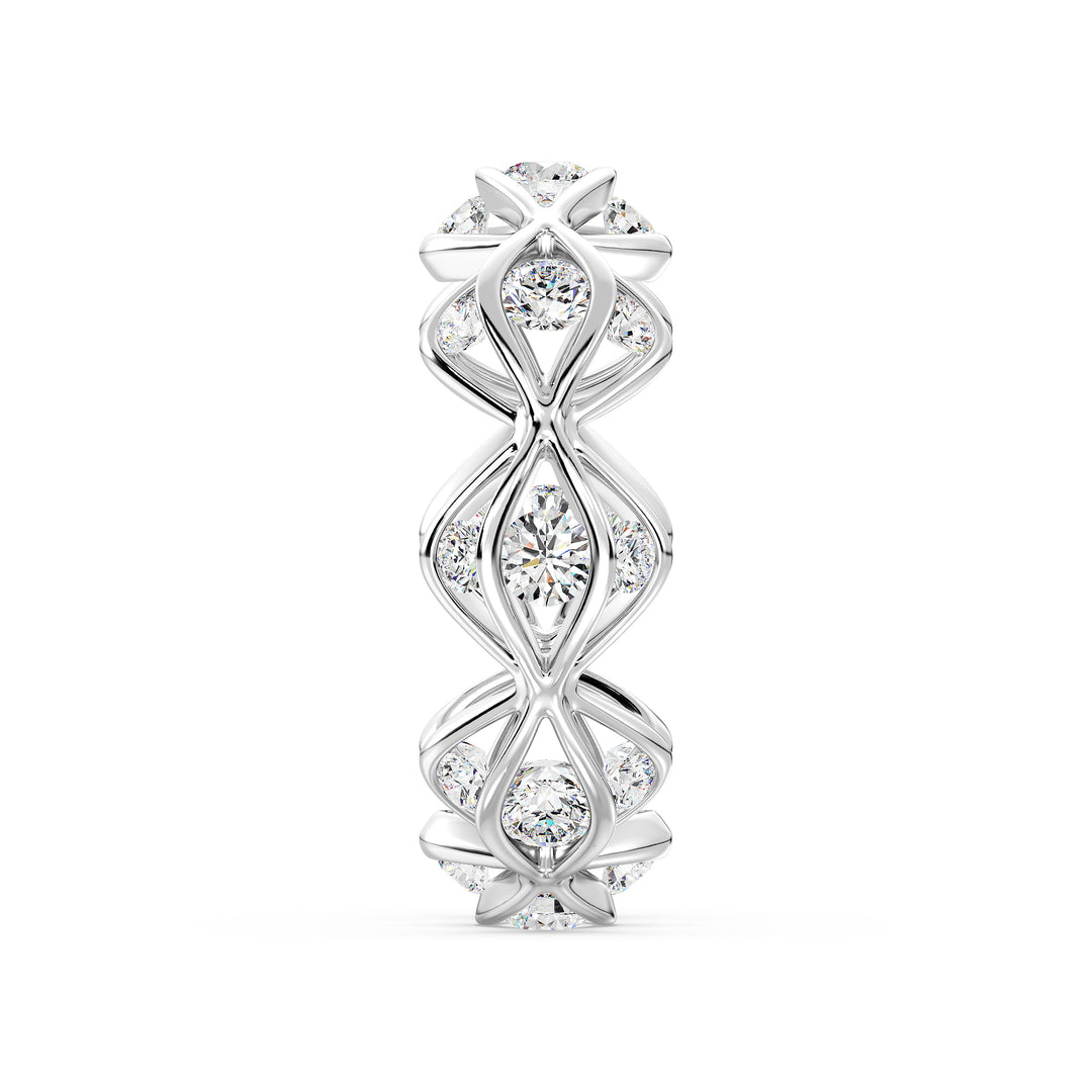 Lab-Grown Diamond Eternity Wedding Band in 18K White Gold, adorned with 24 round-cut diamonds totaling 1.60 carats, offering a classic and sophisticated look.