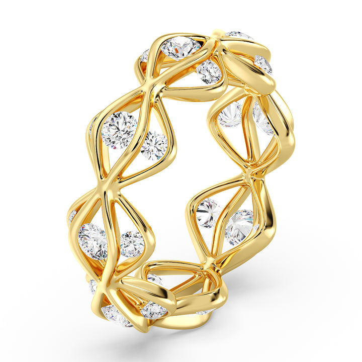 Lab-Grown Diamond Eternity Wedding Band in 18K Yellow Gold, featuring 24 round-cut diamonds totaling 1.60 carats, elegantly set in a continuous design symbolizing eternal love.