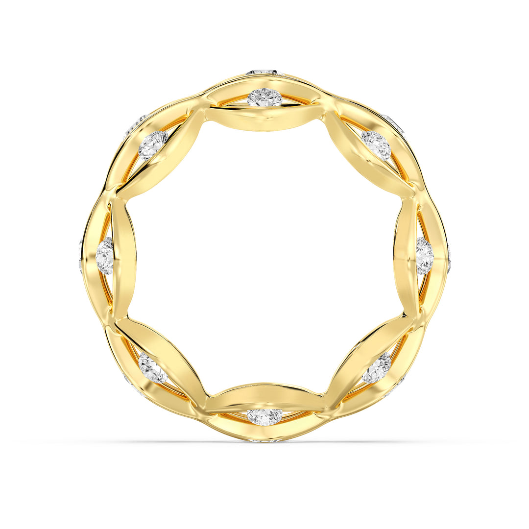 Lab-Grown Diamond Eternity Wedding Band in 18K Yellow Gold, featuring 24 round-cut diamonds totaling 1.60 carats, elegantly set in a continuous design symbolizing eternal love.