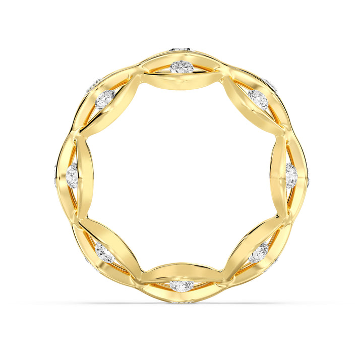 Lab-Grown Diamond Eternity Wedding Band in 18K Yellow Gold, featuring 24 round-cut diamonds totaling 1.60 carats, elegantly set in a continuous design symbolizing eternal love.