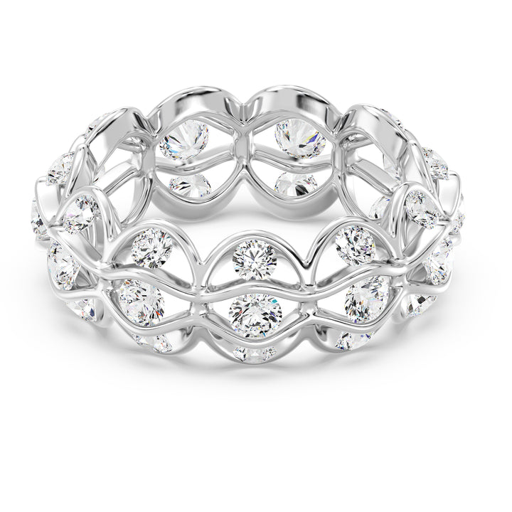Marquise Wavy Eternity Wedding Band in 18K white gold, embellished with 33 dazzling round lab-grown diamonds weighing 2.72 carats, crafted in a sophisticated wavy design.