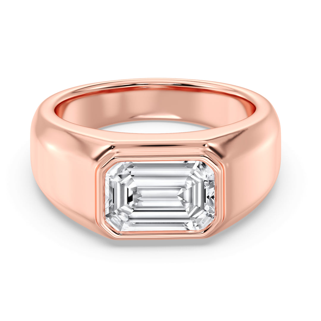 The Apollo Ring - Men's Emerald Cut Bezel Solitaire