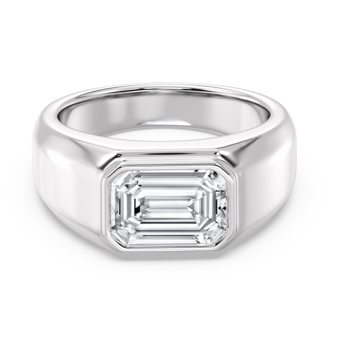 The Apollo Ring - Men's Emerald Cut Bezel Solitaire