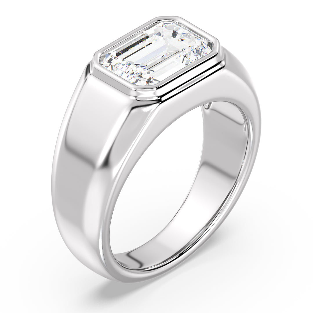 The Apollo Ring - Men's Emerald Cut Bezel Solitaire