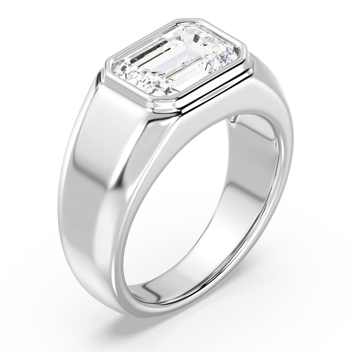 The Apollo Ring - Men's Emerald Cut Bezel Solitaire