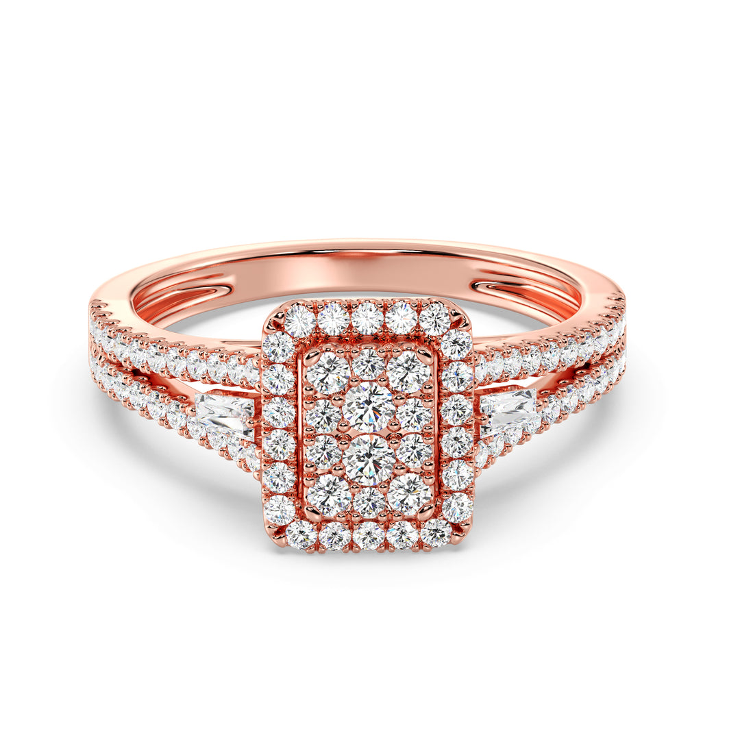 The Eloise - Rectangle Halo Split Shank Ring