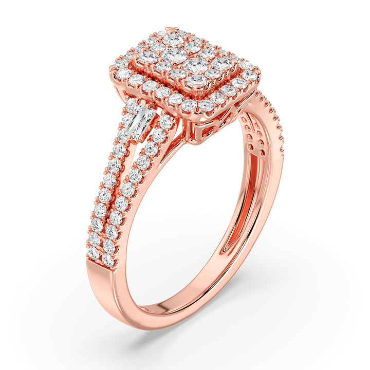 The Eloise - Rectangle Halo Split Shank Ring