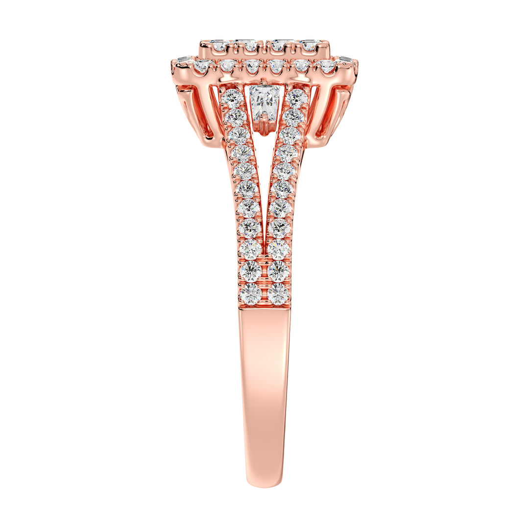 The Eloise - Rectangle Halo Split Shank Ring