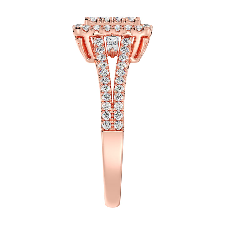 The Eloise - Rectangle Halo Split Shank Ring