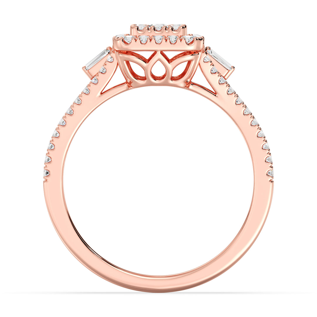 The Eloise - Rectangle Halo Split Shank Ring