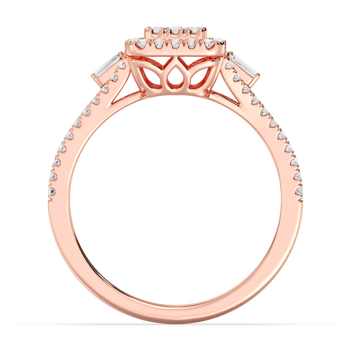 The Eloise - Rectangle Halo Split Shank Ring