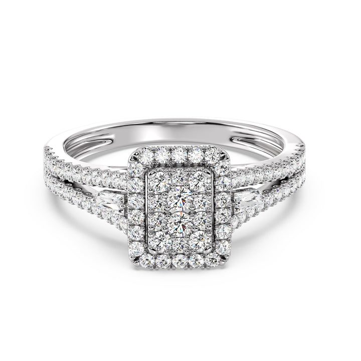 The Eloise - Rectangle Halo Split Shank Ring