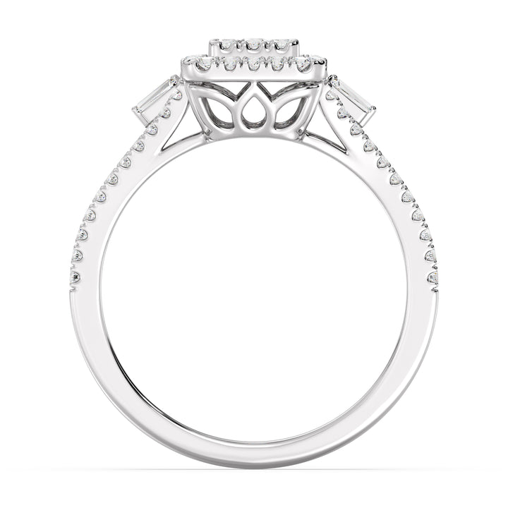 The Eloise - Rectangle Halo Split Shank Ring