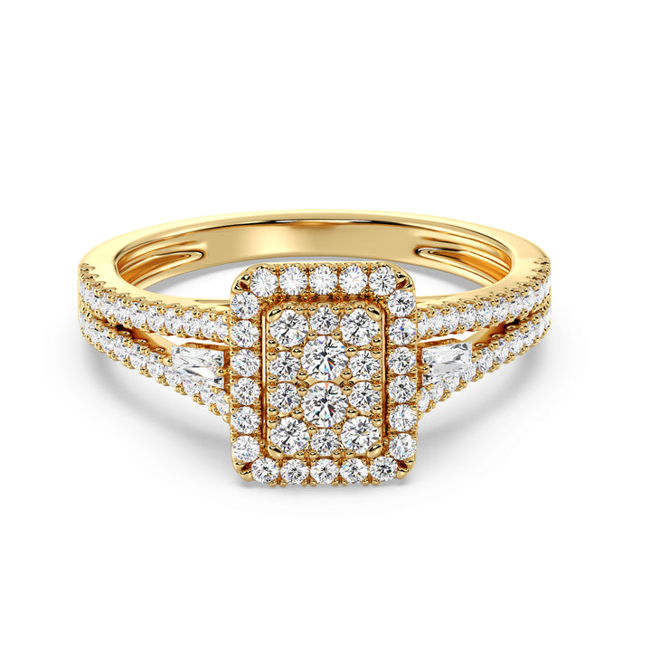The Eloise - Rectangle Halo Split Shank Ring