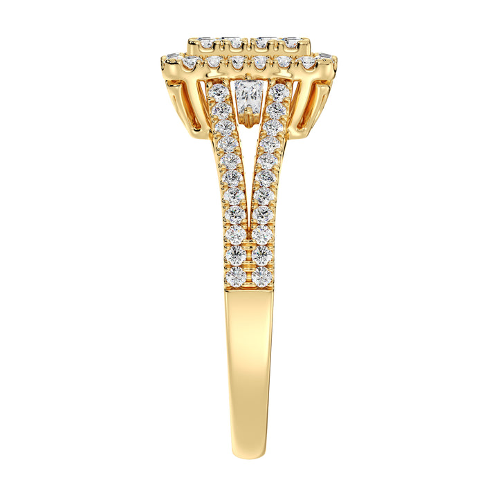 The Eloise - Rectangle Halo Split Shank Ring