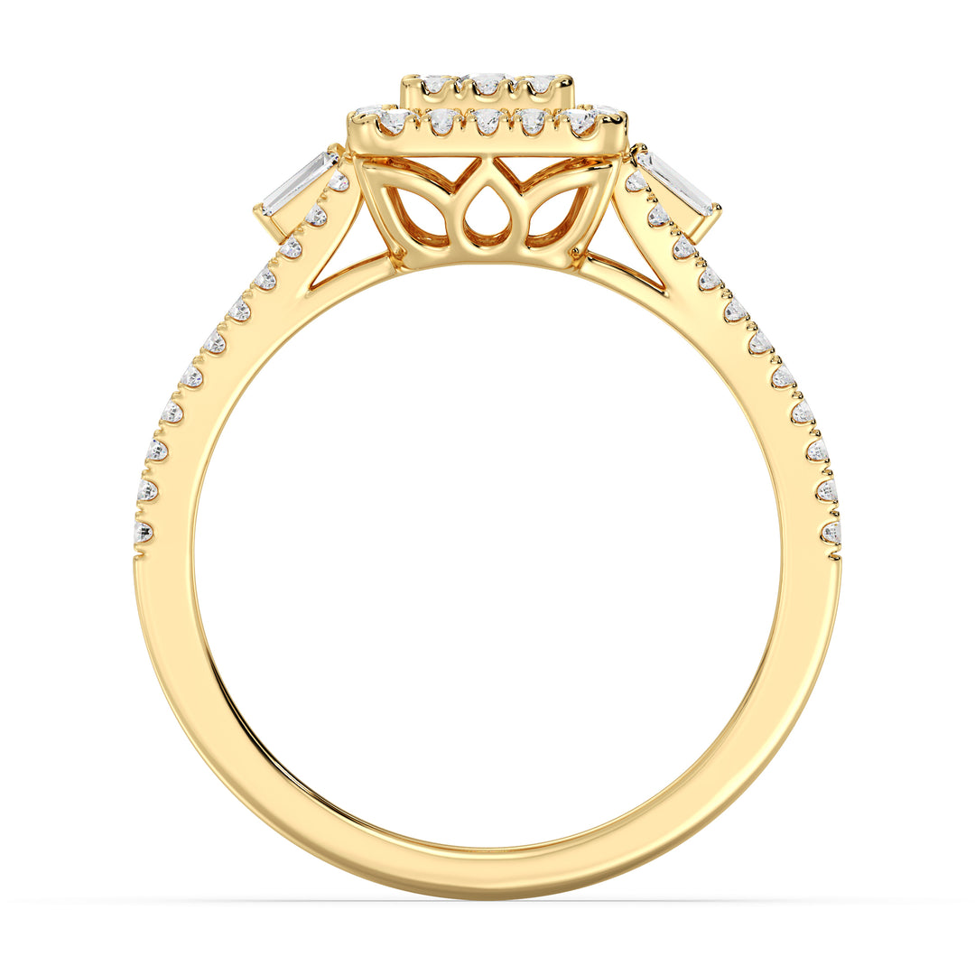 The Eloise - Rectangle Halo Split Shank Ring