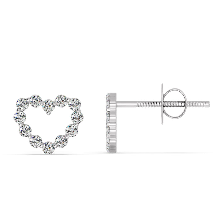 Heart-Shaped Stud Earrings in 18K White Gold with Round Lab-Grown Diamonds