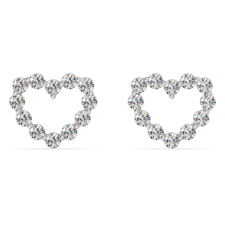 Heart-Shaped Stud Earrings in 18K White Gold with Round Lab-Grown Diamonds
