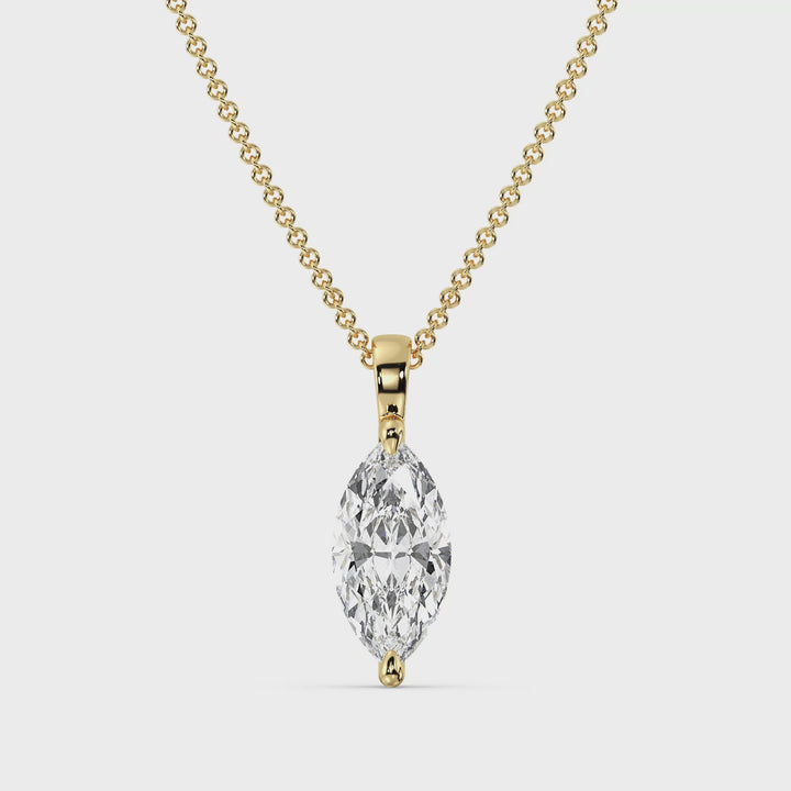 Marquise-Cut Lab-Grown Diamond Solitaire Pendant