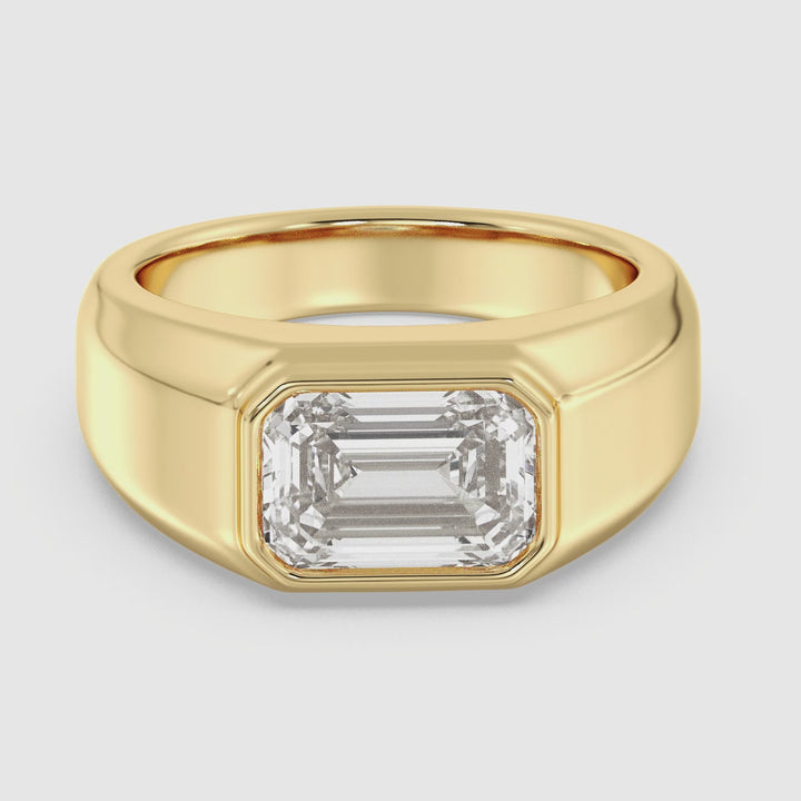 The Apollo Ring - Men's Emerald Cut Bezel Solitaire