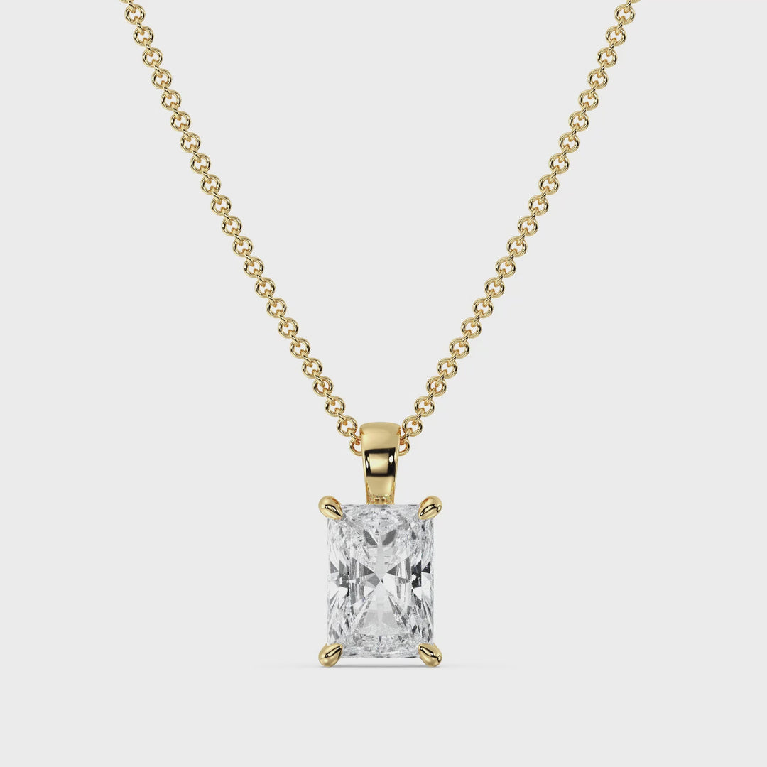 Radiant-Cut Lab-Grown Diamond Solitaire Pendant