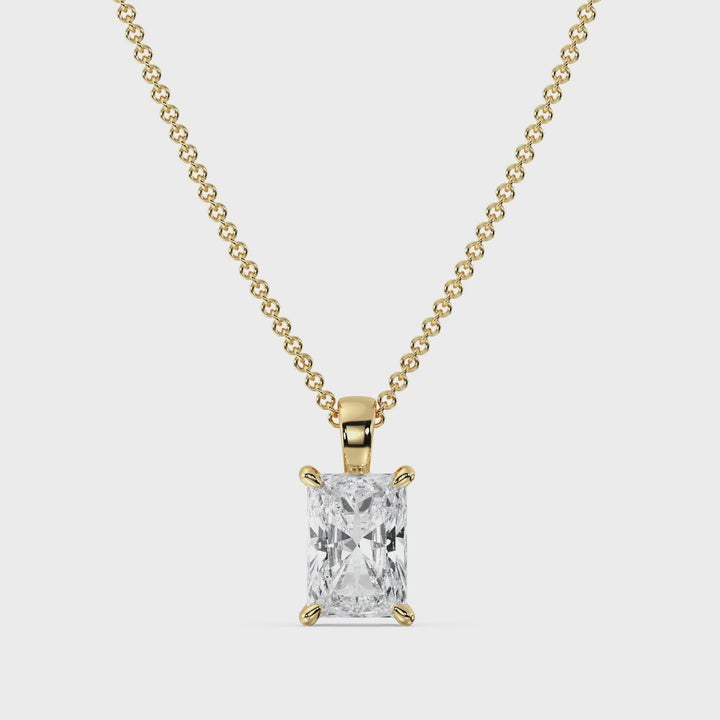 Radiant-Cut Lab-Grown Diamond Solitaire Pendant
