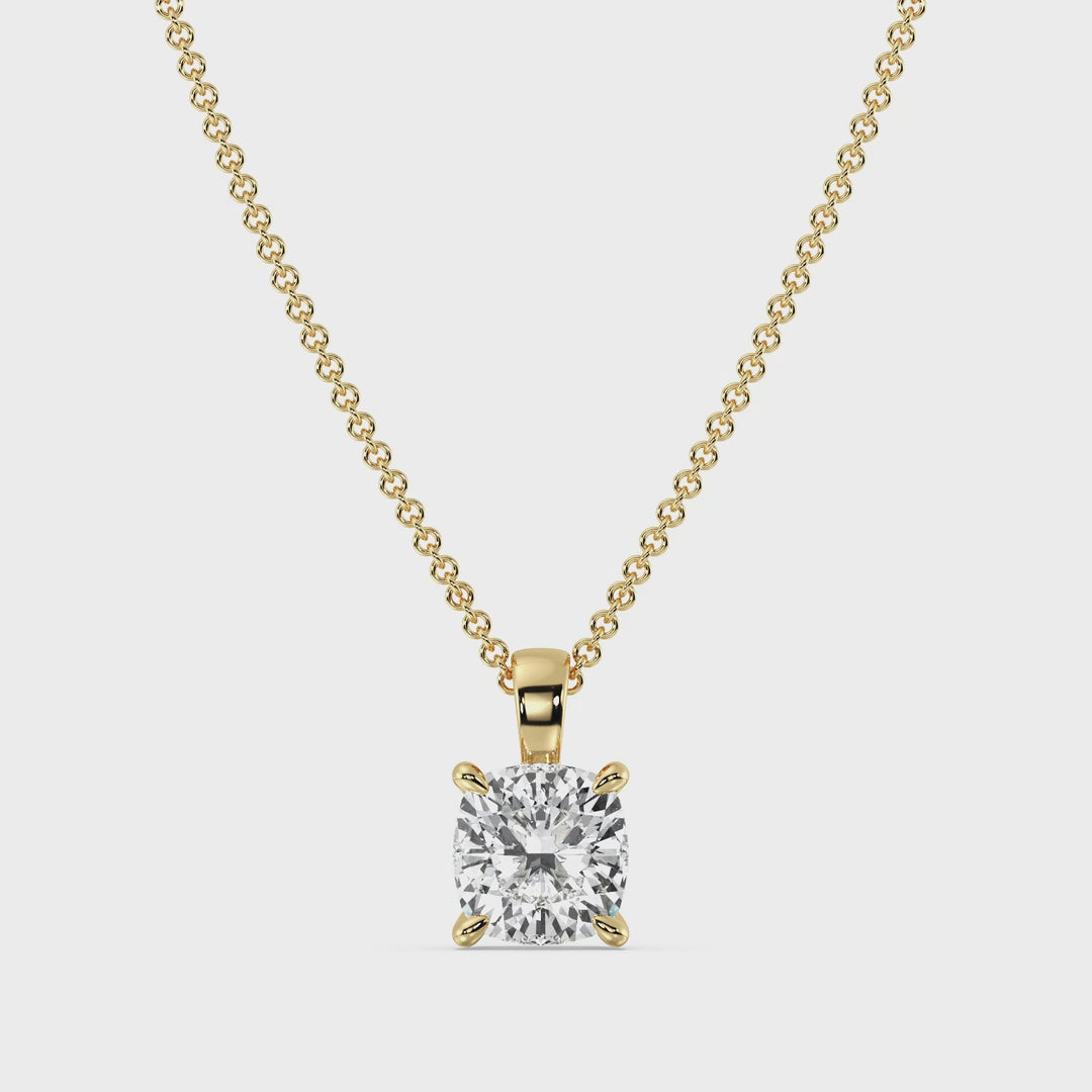 Cushion-Cut Lab-Grown Diamond Solitaire Pendant